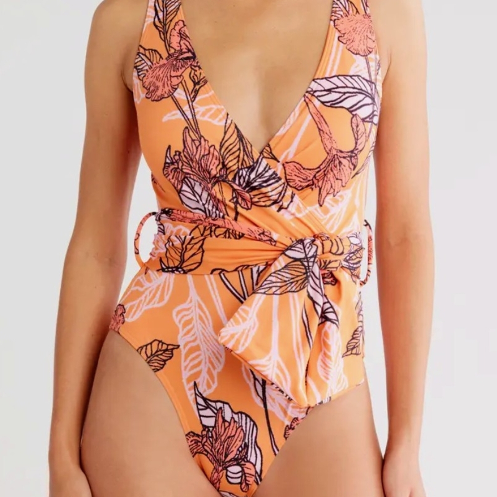 Hutch Woman's Orange Floral One Piece